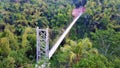 Beautiful aerial view of suspension bridge, west java