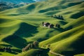 Beautiful Aerial view of the Swiss type landscape with rolling hills and valleys - Ai image