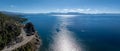 Beautiful aerial view of the Tahoe lake from above in California, USA. Royalty Free Stock Photo