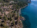 Beautiful aerial view of the Tahoe lake from above in California, USA. Royalty Free Stock Photo