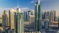 Beautiful aerial view timelapse of Dubai Marina at day time in Dubai, UAE Royalty Free Stock Photo
