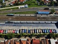 Beautiful aerial view, Train running.