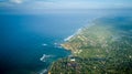 View of tropical coastline and fisherman village Royalty Free Stock Photo