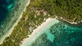 Beautiful aerial view of a tropical isolated island in Port Barton, Palawan, The Philippines Royalty Free Stock Photo