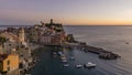 Beautiful aerial view of Vernazza after sunset, Cinque Terre, Liguria, Italy Royalty Free Stock Photo