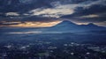 Beautiful aerial view of mountain at sunrise time