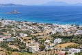 Beautiful aerial view of the village Kefalos, Kastri island and the coast of Kos Royalty Free Stock Photo