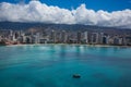 Beautiful aerial view of Waikiki Honolulu Oahu Hawaii Royalty Free Stock Photo