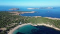 Cala Bassa and Cala Comte beaches in Ibiza Island