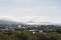 Beautiful aerial vista from the foothill of the Diamond Head mountain on Oahu