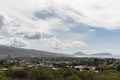 Beautiful aerial vista from the foothill of the Diamond Head mountain on Oahu