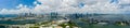 Beautiful aerial wide angle panorama Downtown Miami Biscayne Bay FL