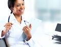 Beautiful african american female pediatric nurse Royalty Free Stock Photo