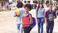 Beautiful african american female student waiting for bus Royalty Free Stock Photo