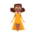 Beautiful African American Little Girl in Elegant Dress, Cute Kid Wearing Nice Clothes Cartoon Style Vector Illustration Royalty Free Stock Photo