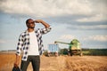 Beautiful African American man is in the agricultural field Royalty Free Stock Photo