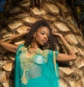 Beautiful African American model wearing tunic dress