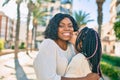 Beautiful african american mother and daughter kissing and hugging Royalty Free Stock Photo