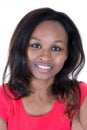 Beautiful african american woman with an european caucasian hairstyle smiling