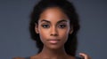 Beautiful african american woman on grey background. Beauty, fashion. Generative AI
