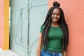 Beautiful african american young adult woman with amazing hairstyle Royalty Free Stock Photo