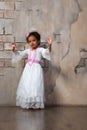 Beautiful african girl as a little actress. Theatre, acting skills