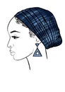 beautiful african girl with a blue bandana on her head