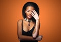 Beautiful African girl in studio with skin problems Vitiligo studio shooting Royalty Free Stock Photo