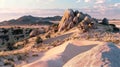 Beautiful African landscape with desert and bald granite peaks inspired by Namibia nature