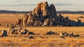 Beautiful African landscape with desert and bald granite peaks inspired by Namibia nature