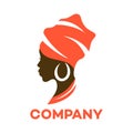 Beautiful African woman logo. Vector illustration. Royalty Free Stock Photo