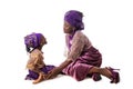 Beautiful African woman and lovely little girl in traditional dress
