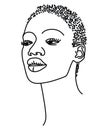 Beautiful African Woman - Portrait - Line Drawing