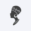 Beautiful african woman in traditional turban with earrings and a necklace silhouette