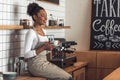 Afro American barista Royalty Free Stock Photo