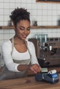 Afro American barista Royalty Free Stock Photo