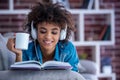 Beautiful Afro American girl at home Royalty Free Stock Photo