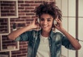 Beautiful Afro American girl at home Royalty Free Stock Photo