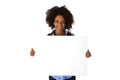 Beautiful afro american Woman with blank whiteboard