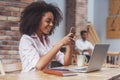 Beautiful Afro-American woman working Royalty Free Stock Photo