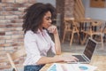 Beautiful Afro-American woman working Royalty Free Stock Photo