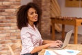 Beautiful Afro-American woman working Royalty Free Stock Photo