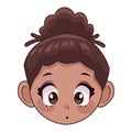 beautiful afro teenager girl anime head character