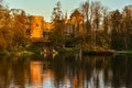 Beautiful afternoon light in park with old castle ruins Royalty Free Stock Photo