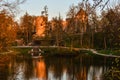 Beautiful afternoon light in park with old castle ruins Royalty Free Stock Photo