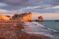 Beautiful afternoon view of the beach around Petra tou Romiou, also known as Aphrodite`s birthplace, in Paphos, Cyprus Royalty Free Stock Photo