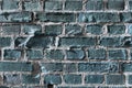 Beautiful aged and weathered blue brick wall surfaces in a close up view Royalty Free Stock Photo