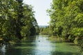 Beautiful Ager river in Austria in the summer and the colour