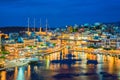 Beautiful Agios Nikolaos town at night. Lasithi region of Crete island, Greece Royalty Free Stock Photo