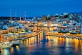 Beautiful Agios Nikolaos town at night. Lasithi region of Crete island, Greece Royalty Free Stock Photo